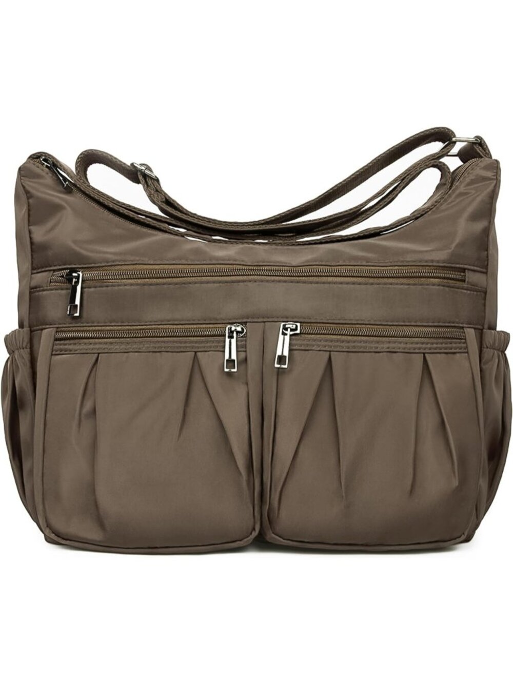 Women's Coffee-2 Nylon Crossbody Bag Water Resistant Anti Theft Travel Purse